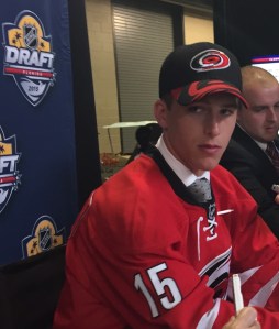 Noah Hanifin of Norwood, Mass. goes 5th overall to the Carolina Hurricanes in the 2015 NHL Entry Draft (Kirk Luedeke photo)