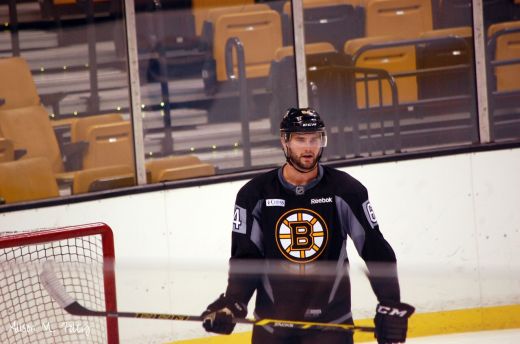 Tyler Randell netted his first NHL goal in his first NHL game in Boston's first win of 2015-16 (Photo courtesy of Alison M. Foley)