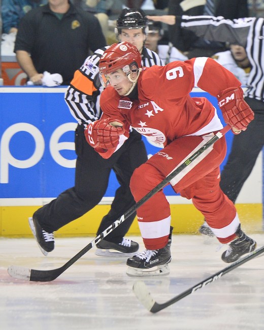 Zachary Senyshyn of the Sault Ste. Marie Greyhounds. Photo by Terry Wilson / OHL Images.